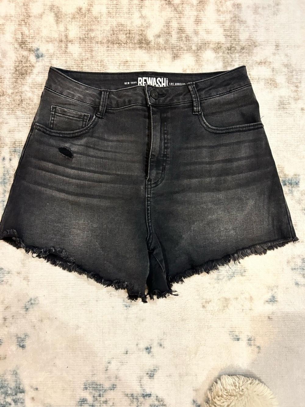 Rewash Black High-Rise Cutoff Denim Shorts